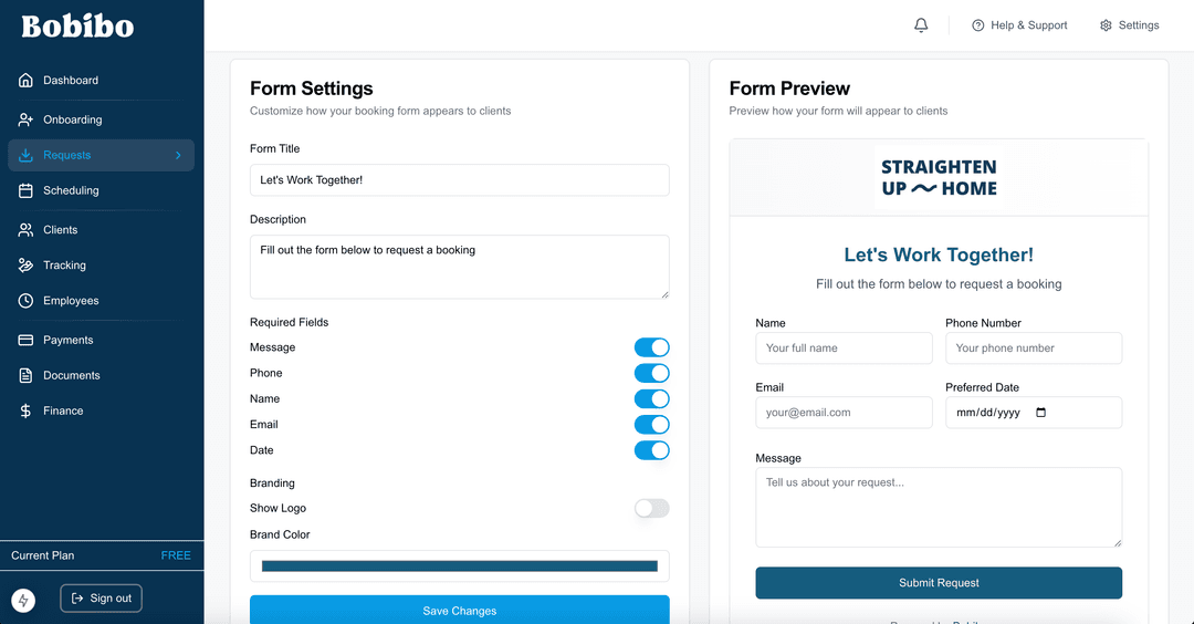 Form Customization Interface